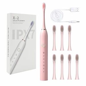 Two pack pink and black Electric Toothbrush set with accessories